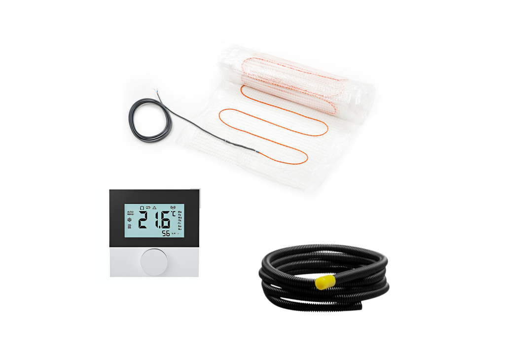 Set elektrische Heizmatte vernäht für Fliesen mit WLAN-Thermostat – Übersicht
